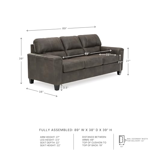 Image of Signature Design by Ashley Navi Faux Leather Modern Sofa, Gray