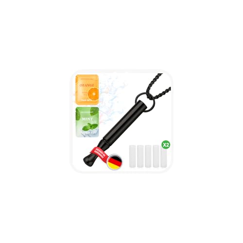 J.Fée 2.0 MAX Anxiety Breathing Necklace with Resistance Filter Mint Orange,Mindful Necklaces Portable Breathe Free Necklace Stainless Steel Whistle Necklaces Breathlace, Gifts for Women,Men,Black