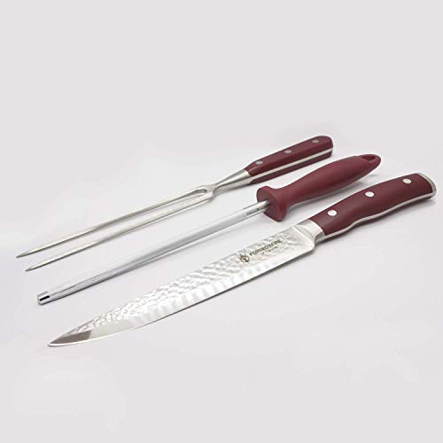 HISTORY - Forged in Fire - Stainless Steel Knives (3 Piece - Carving Knife, Fork, Sharpener)