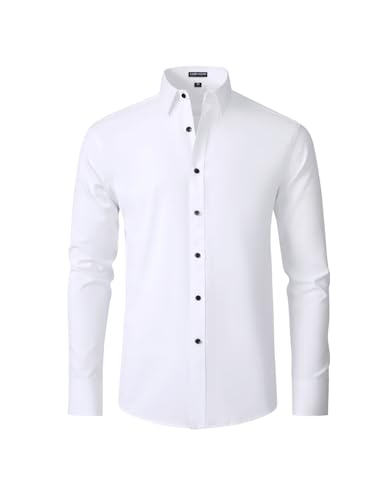 Casey Kevin Camisa Manga Larga Hombre Camisas de Vestir Formal de Negocios Camiseta Traje Slim Fit Dress Shirt