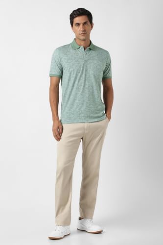 Image of Peter England Men's Cotton Abstract Print Polo T-Shirt - Casual Wear | Stylish & Breathable