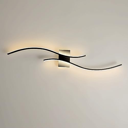 XANAYXWJ Applique da Parete a LED da 23,6", Lampada da Comodino in Metallo Intrecciato, apparecchi di Illuminazione Neri su e Giù per corridoio, Soggiorno, Tromba delle Scale - Lineare Elegante