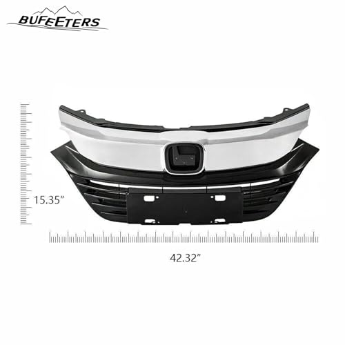 Front Bumper Upper Radiator Grille Grill Chrome Fit For 2019 2020 2021 Honda HRV HR-V,Chrome&Black