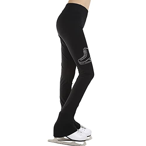 YSPORT Eiskunstlaufhose Strumpfhose für Mädchen Damen Warme StreckenEislaufen Gymnastik Trainingshose mit Fleece Gefüttert(Size:3XL,Color:Schwarz-dünn) Cover