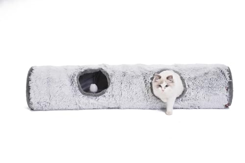 One PETS-TOP Tunnel Chat – Tunnel pour Chat XXL – Jouet Intéractif pour Interieur – en Peluche Douce – Tunnel Chien Furet Lapin – Tapis Cabane Cat...