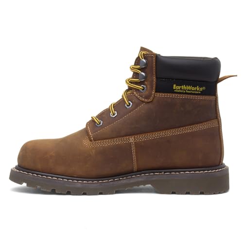 EarthWorks Safety - EarthWorks Ladder Mens Brown Leather Safety Boot - Size 8 UK - Brown - Image 3