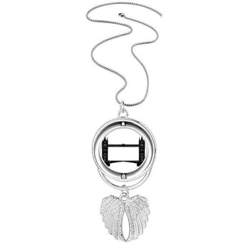 Collier ailes d'ange et London Bridge pendentif argenté pour femme