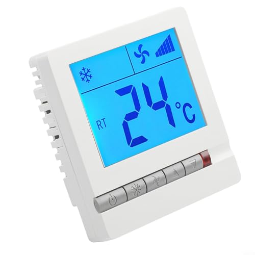 Honseadek Termostato digital controlador de temperatura con pantalla LCD, para sistemas centrales de aire acondicionado de bobina de ventilador, control de clima eficiente de energía