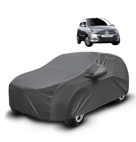 Image of Auto Hub Waterproof Car Cover Compatible with i10 (Model : 2007-2014) with Mirror Pockets, Soft Cotton Lining, i10 Car Cover Waterproof, Grey