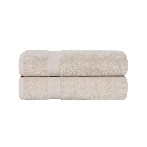 SUPERIOR 2-Piece Cotton Bath Sheet Set, Large Towels for Body, Quick Dry, Bathroom Essentials, Guest/Master Bath, Shower, Home Accessories, Apartment, Airbnb, Franklin Collection, Stone