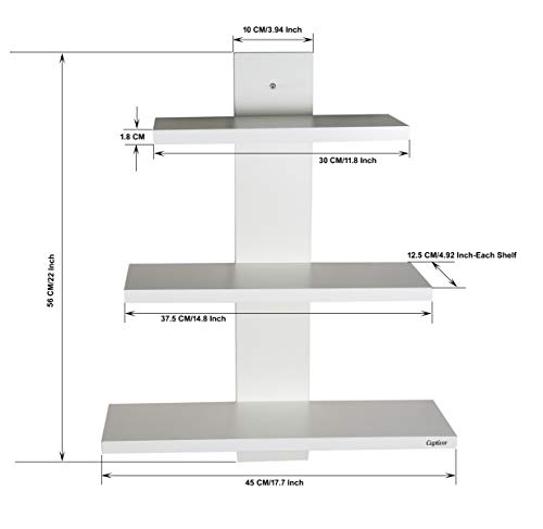 Image of Captiver Wooden Wall Mounted Decorative Shelf Racks Stand (Matte Finish White) II for Living Study Room Bathroom Kitchen Home Multipurpose Storage Bedroom Tv