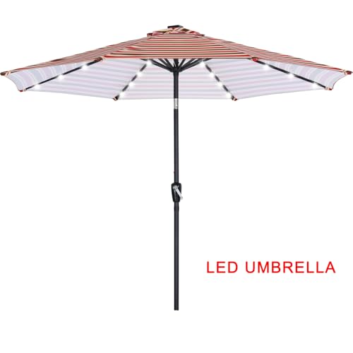 Image of ABCCANOPY Durable Solar Led Patio Umbrellas with 32LED Lights 7.5FT Red&White