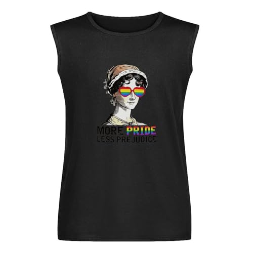 More Pride Less Prejudice LGBT Gay Pride Month Funny Quote Mens Black Sleeveless T-Shirt Vests Top Unisex Tank Tee, Negro , XXL