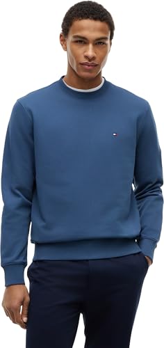Tommy Hilfiger Herren Sweatshirt Essential Terry Crewneck mit Rundhalsausschnitt, Blau (Aegean Sea), XL – Ansicht 1
