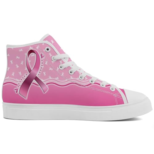 Breast Cancer Awareness High Top Canvas Shoes High Top Sneakers Lace Up Casual Shoes for Women4