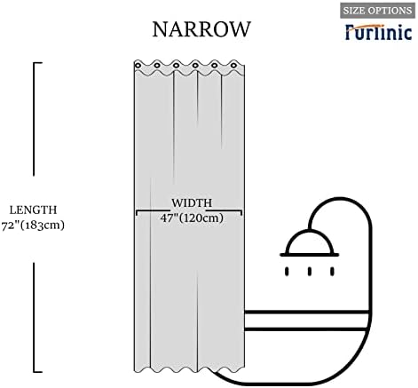 Furlinic Anti Mould Shower Curtain White Fabric Polyester Weighted Curtains Liner Waterproof for Hotel and Family 47x72 Inch.