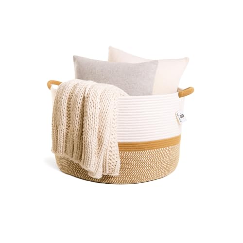 Cesta Almacenaje XL Ø50×33cm – Cuerda de Algodón Gruesa que Mantiene la Forma – Ideal como cesta ropa limpia, cesta colada, cesta grande para salón, juguetes y laundry basket decorativa