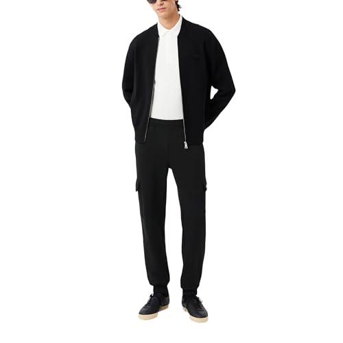 Image of Lacoste Men's Fleece Cargo Sweatpants, Black, Medium
