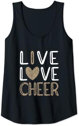 Womens Funny Cheerleading Girls Leopard Cheetah Print Love Cheer Tank Top