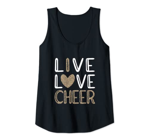 Womens Funny Cheerleading Girls Leopard Cheetah Print Love Cheer Tank Top #TOP7