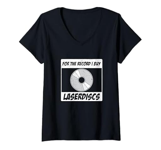 Mujer Para el registro Compro Laserdiscs Awesome Laserdisc Collectors Camiseta Cuello V | Ya disponible en tu tienda friki favorita! En mundofriki.es!