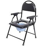 Sedia WC con braccioli e coperchio, per persone anziane, impermeabile, a prova di caduta, antiscivolo, sedia da doccia per disabili, pieghevole, portatile e resistente