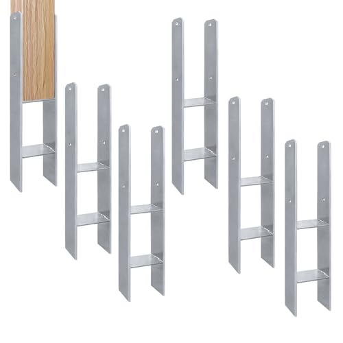 LILIIN 6 soportes en H para postes en H, anclajes en H, anclajes, postes, soportes de acero, 600 mm de longitud, grosor del material 5 mm, para postes, vallas, garajes, casas de zancos (6 unidades de