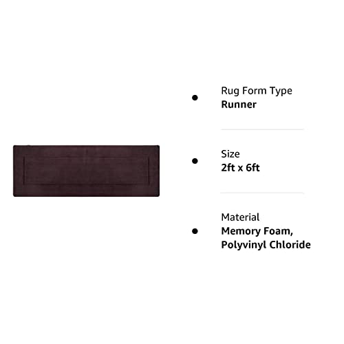 Fabbrica Home Ultra-Soft Extra-Thick Memory Foam Extra Long Bath Runner Mat (2 Ft X 6 Ft, Coffee Brown) #TOP7