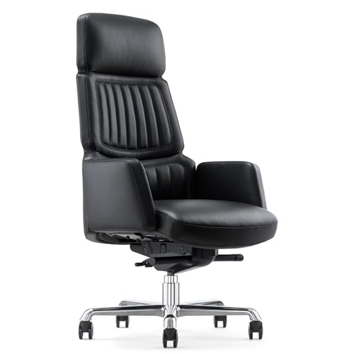 FURIJING Genuine Leather Office Desk Chair with High Back...