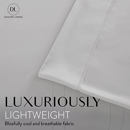 Danjor Linens Bed Sheet Set Queen Size for Hot Sleepers, Hotel Premium Sheets with 4 Pillowcases, Lightweight Brushed Microfiber Deep Pockets, Breathable Cooling 6 Piece Bedding Sets, Light Gray