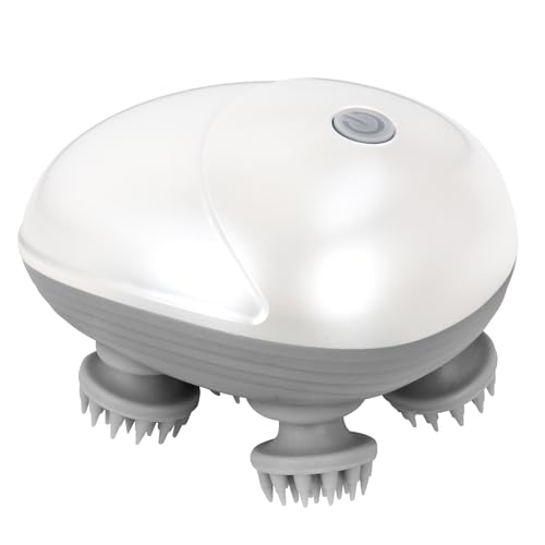 LYPPUL Elektrisches Kopfmassagegerät, Kabelloses Handmassagegerät mit 4 Knetköpfen, Katzen Massagegerät,IPX7 Wasserdicht Haustier Massagegerät...