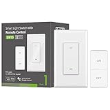 OHMAX Smart Light Switch with Remote Control Compatible with Alexa, Google Home and SmartLife, Single Pole, Neutral Wire and 2.4G WiFi Required, 1 Pack White