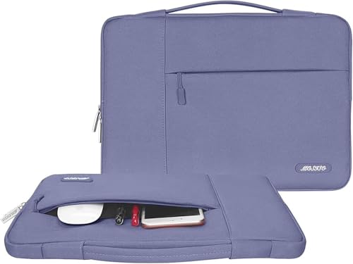 Image of MOSISO Laptop Case 13.3 inch, 13-13.3 inch Laptop Sleeve with Handle Compatible with MacBook Air /Pro 13 /Pro 14 M5 M4 M3 M2 M1,HP Dell ASUS Lenovo, Polyester Multifunctional Computer Bag, Lavender Gray