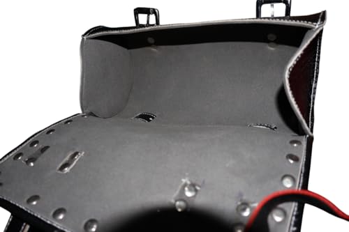 american blue Borsa da moto vintage, in vera pelle di capra, con fibbia a 2 cinghie e chiusura rapida, borsa porta attrezzi marrone, rinforzata, per manubrio, forcelle, bicicletta (motivo 20)