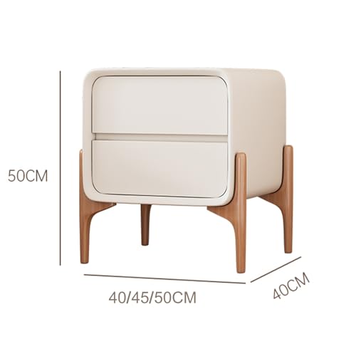 Table de nuit pour chambre à coucher en bois massif et cuir - 2