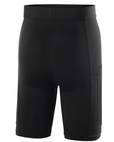 Roadbox Boys Compression Shorts, Youth Boys Performance Athletic Spandex Underwear, Kids Sports Shorts with Pockets2