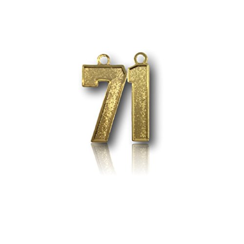 CustomNumberCharms Number 71 Gold Plated Jersey Style Sports Necklace Charm Pendant (0.8