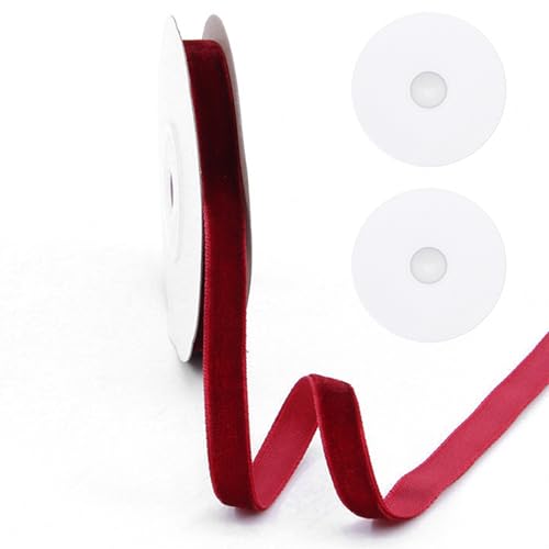 18m Samtband 10mm Weiches Luxuriöses Samtband Geschenkband Fein Schleifenband Velvet Ribbon Samtbänder Geschenkband für Geschenkverpackung Einladungen Basteln Blumensträuße Party-Dekoration (Rot)