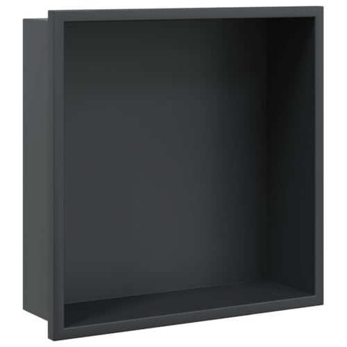 vidaXL Hornacina Ducha Acero Inoxidable Negro Mate 32x32x9 cm, hornacina de baño, hornacina en el baño, hornacina de Ducha de Acero Inoxidable
