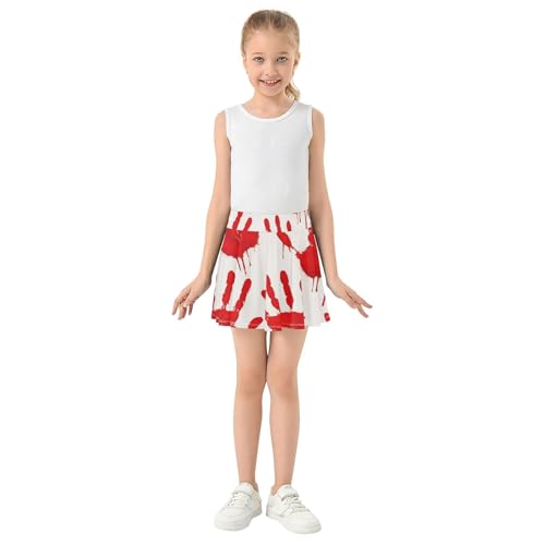 Tennis Skirts Toddler Red Bloody Handprints White Athletic Shorts Girls Skorts Kid Teen Butterfly Skirt 4t3