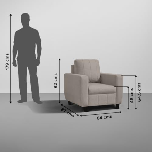 Image of Sleepyhead Bae Designed by Duroflex - 1 Seater Sofa Chair, Premium Fabric |Space-Saving Design |Comfort & Easy Maintenance |3 Years Warranty |Stylish Single Seater for Living Room - Pebble Brown