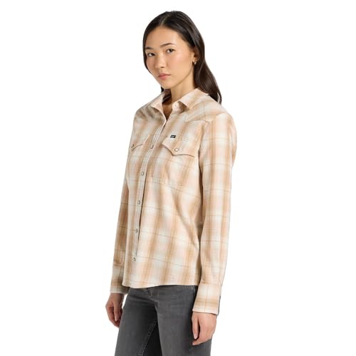 Lee Regular Western Shirt Khaki Plaid Size L - 4