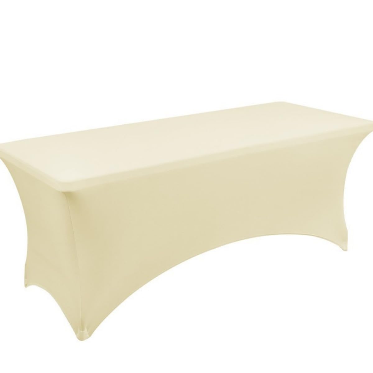 ENEN Kitchen Spandex Table Cover, Stretchable Tablecloth for Rectangle Tables, Washable, Wrinkle Resistant Stretch Fitted Patio Table Cover for Event, Wedding, Banquet & Party (Beige,6ft)