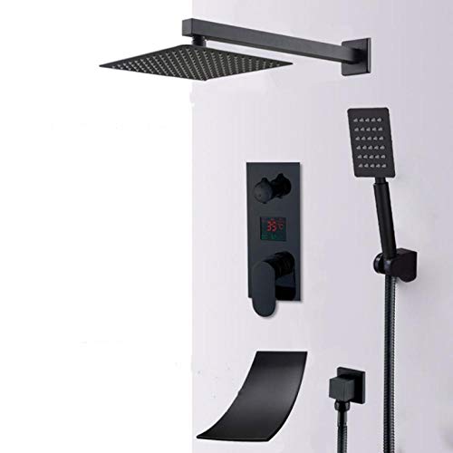 Douche LED avec affichage numérique de la température noir mat LWX