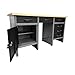 Metal Workbench Wooden Tabletop Tool Cabinets with 6 Drawers, 4 Pegboards and 22 Pieces Hooks Included