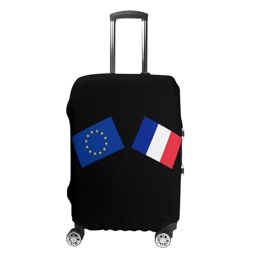 France Europe EU Flag Travel Luggage Cover for Suitcase 19-32 Inches Elastic Washable Baggage Protector