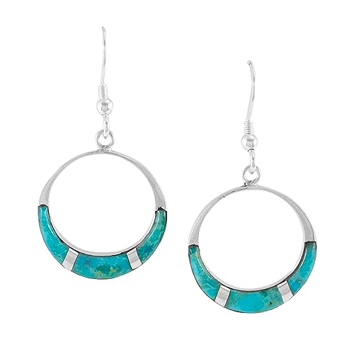 Turquoise Earrings Sterling Silver 925 & Genuine Gemstones (Select style) (Eternity Loops)