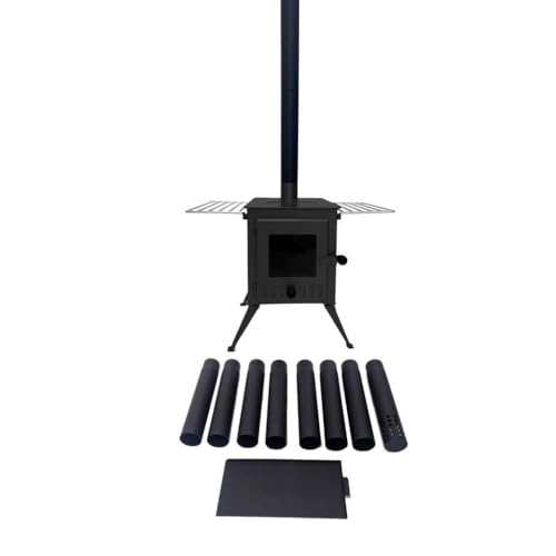 Poêle à bois portable Outbacker Firebox Vista avec grande fenêtre & conduit 2,68 m – 12 kg, 3,5 kW | Pour tipis, yourtes & glamping (Kit poêle)