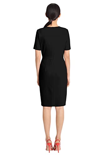 Maggy London Women's Sophisticated Crew Neck Sheath with Overlap Notch Hem Detail Career Workwear Desk to Dinner3
