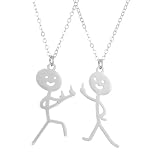 IXDEAXLY Funny Doodle Necklace for Women Men Stainless Steel Personalized Punk Middle Finger Gestures Pendant...